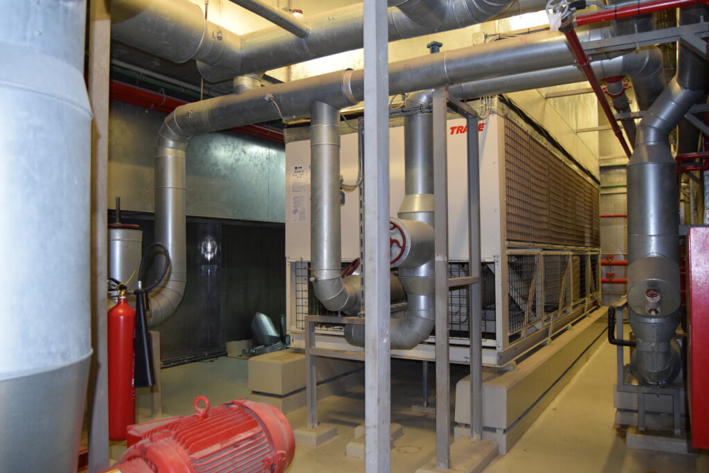 Substation room with full acoustic treatment applied to reduce noise emissions