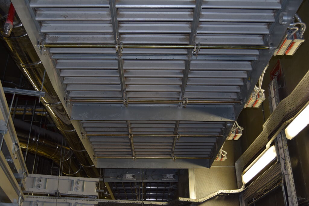 Sound attenuator installed in a substation ventilation system.