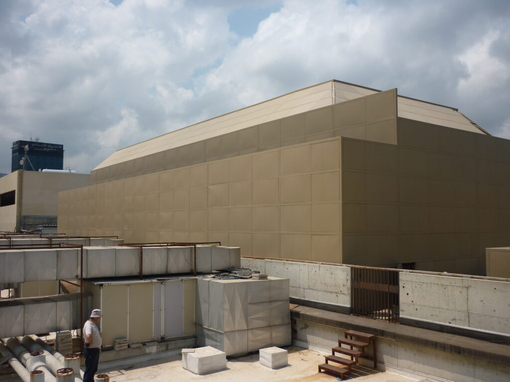 Acoustic enclosure on the rooftop of a major shopping mall in Lebanon.