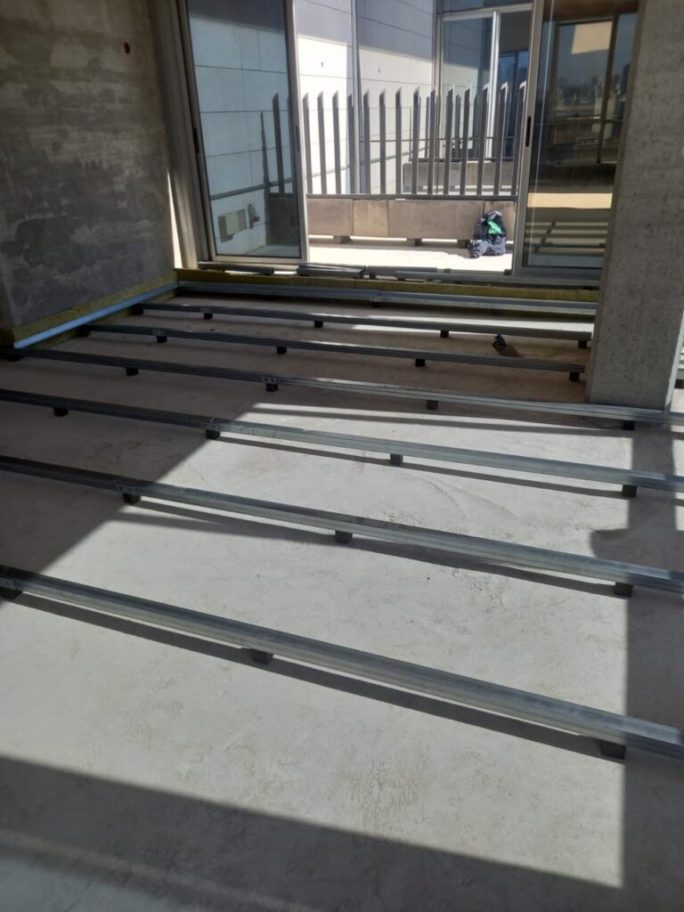High-performance isolation pads used in floating floor systems.